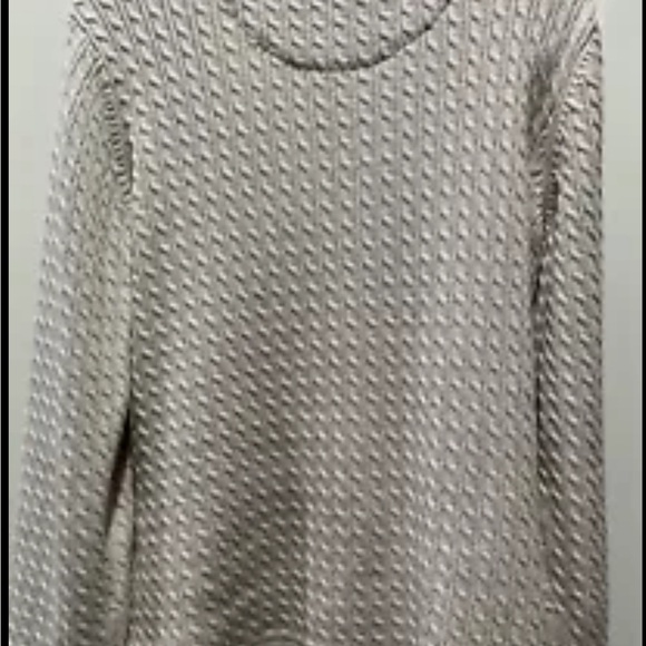Talbots Womens  Sweater Scoop Neck Long Sleeve Beige Size Large 100% Cotton - Picture 3 of 4